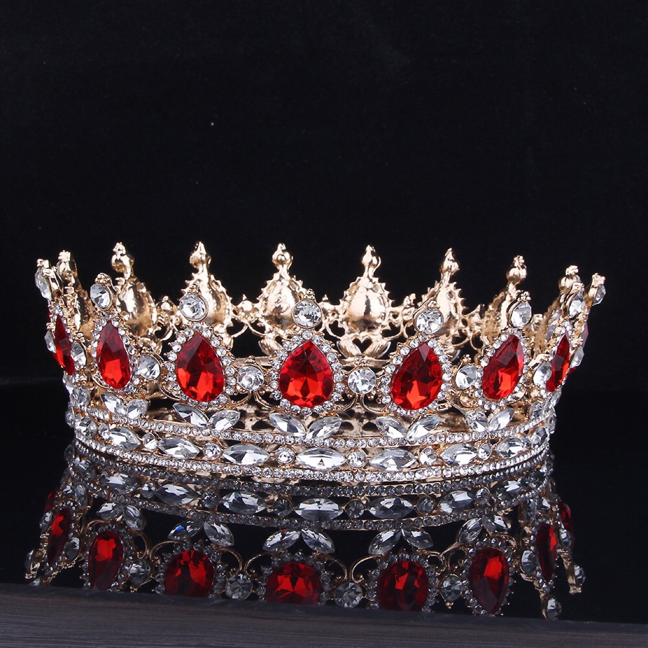 跨境欧美新娘皇冠水钻头饰王冠 热销外贸女王圆冠发饰结婚配饰品